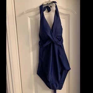 NWOT- Plus-Sized Blue Halter-top Swimsuit